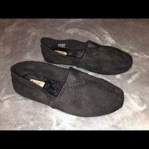 Black faux suede/fur bobs by Skechers